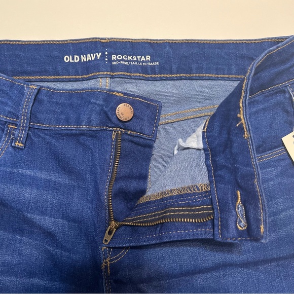 Old Navy Rockstar Mid Rise Super Skinny Jeans Medium Blue Denim NWT 10 - Picture 3 of 13